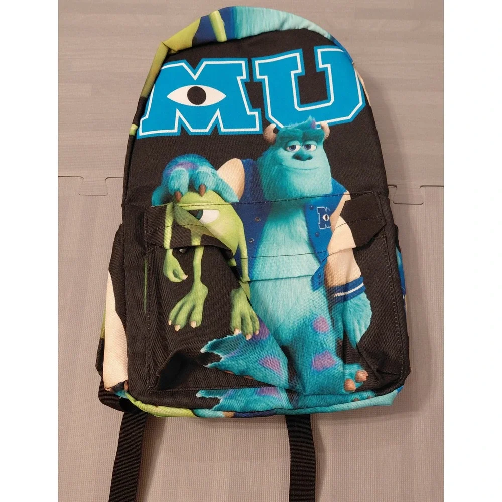 Disney Pixar Monsters University Backpack Mike and Sulley MU School Bag Black